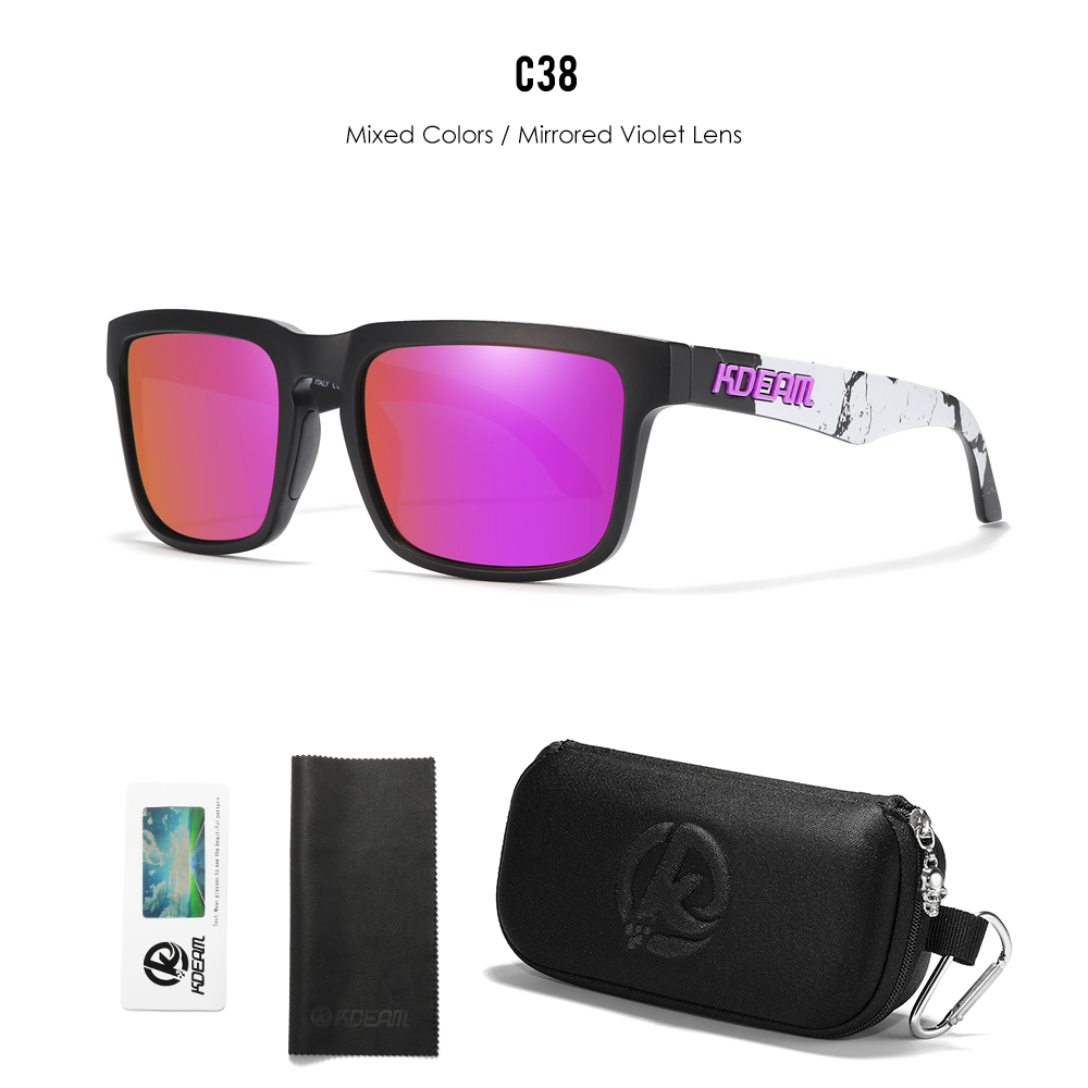 KDEAM Men's Polarized Sunglasses Square Casual Outdoors Sun Glasses Women Unisex Sunglass For Couple With Zipper Case: Beige