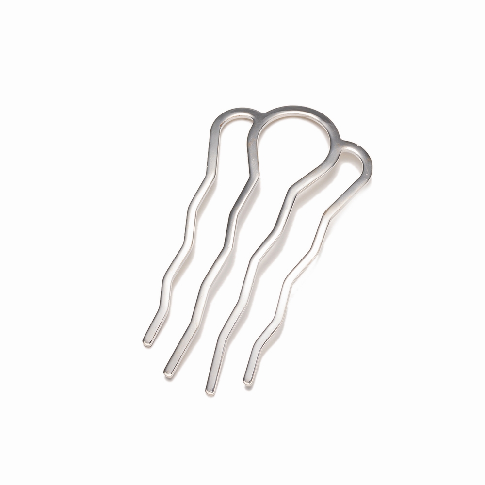 Horquilla de pelo en forma de U para mujer, 5 piezas, peine lateral, 4 dientes, horquillas para moño, herramienta de peinado, accesorios para hacer joyas: S / Plata