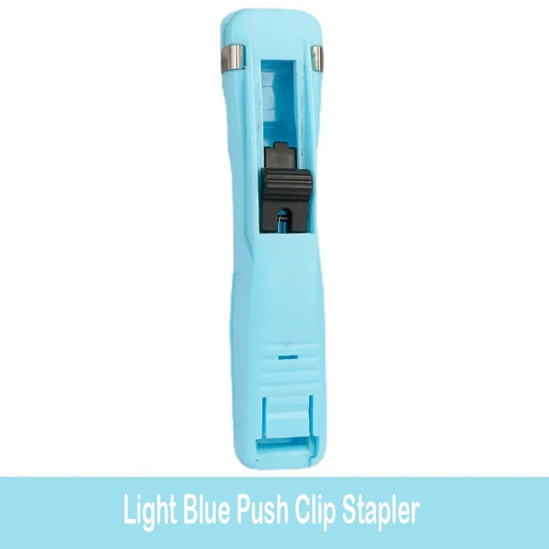 Staple Metal Clip Push Hand Paper Clipper with Refill Fixing Organizing Stapler Reusable Push Clamp for Document File Stationery: Lavender