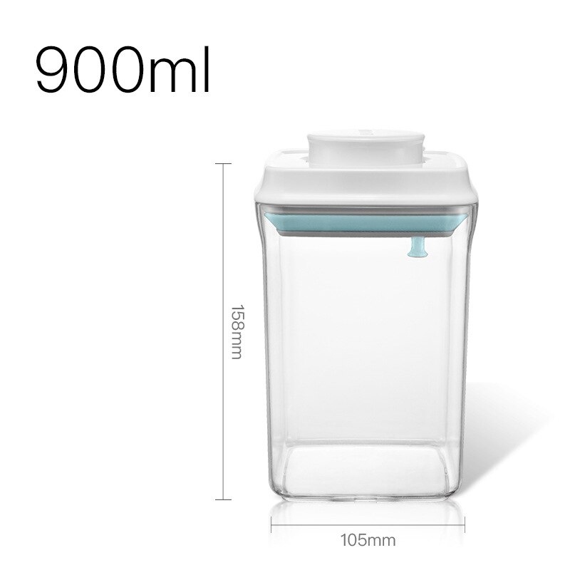 Airtight Food Storage Containers with One Key Press to Seal Lids Contains 3 Styles and 14 Sizes for Kitchen Pantry Organization: 900MLSquare