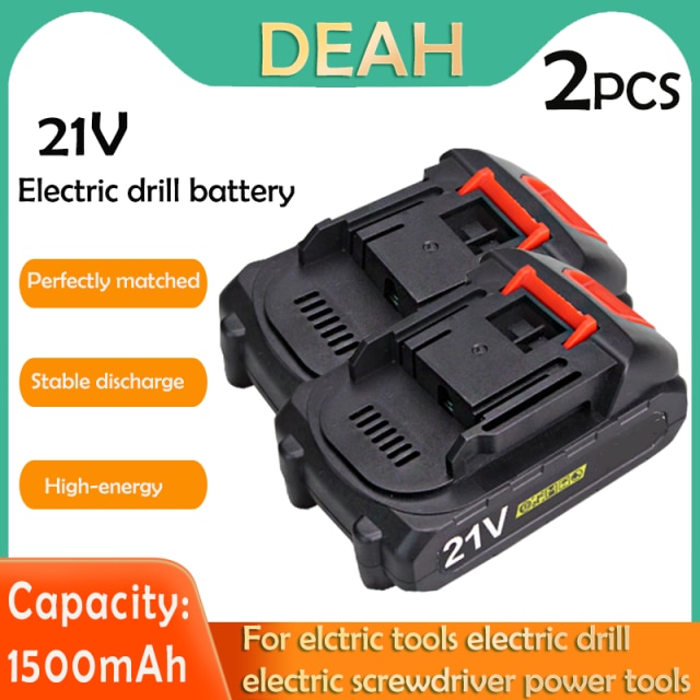 21v 1500 mah elektrisk borr li-ion litium uppladdningsbara batterier för sladdlös skruvmejsel handborr tillbehör för elverktyg: 2 st