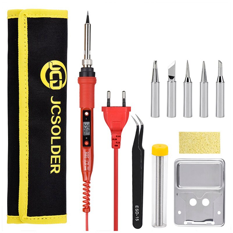 JCD 908S Electric Soldering Iron Kit Portable LCD Digital Adjustable Temperature PCB BGA Soldering Iron Solder for Home DIY
