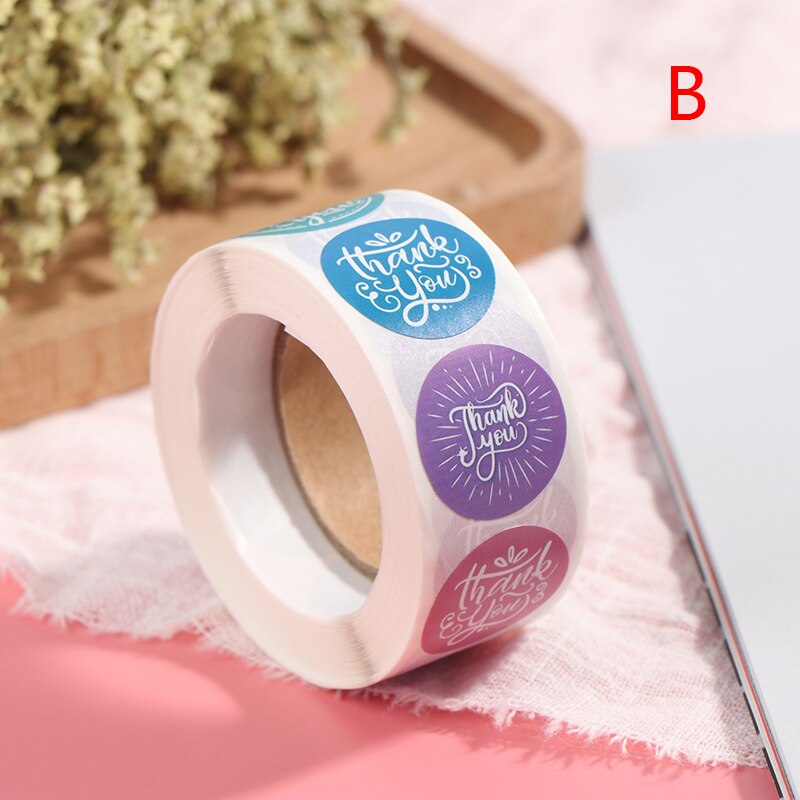 500pcs/Roll Pink Geometric Pattern Thank You Stickers Seal Labels Christmas Stickers School Teacher Reward Stationery Sticker: Light Green