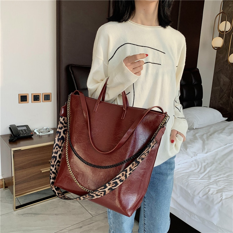 Handtas Vrouwen Grote Olie Huid Schouder Crossbody Bag Vrouwelijke Kunstleer Dames Bakken Messenger Top-Handvat Tassen Zachte