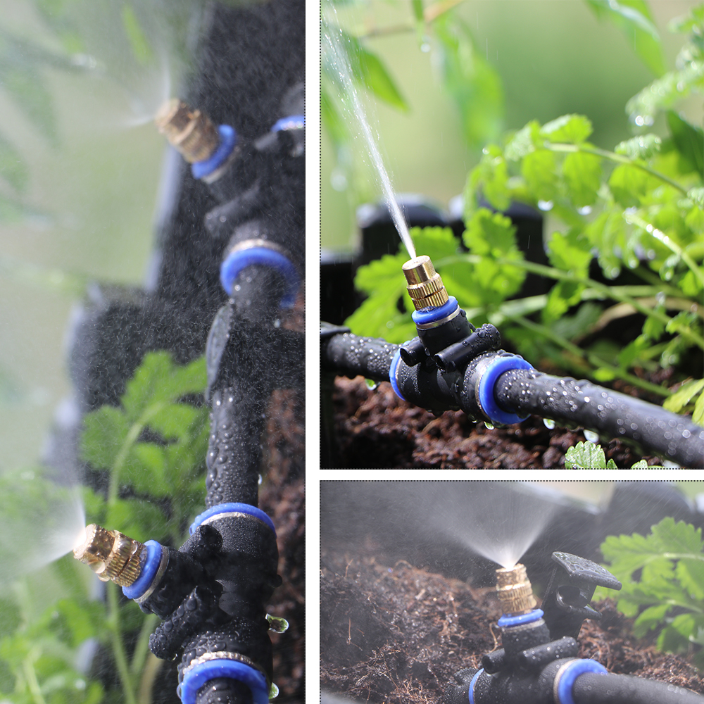 Outdoors Garden Adjustable Brass Nozzle Atomizer Kit 5/8mm Hose Nebulization Humidification Cooling Watering System Lawn Spray