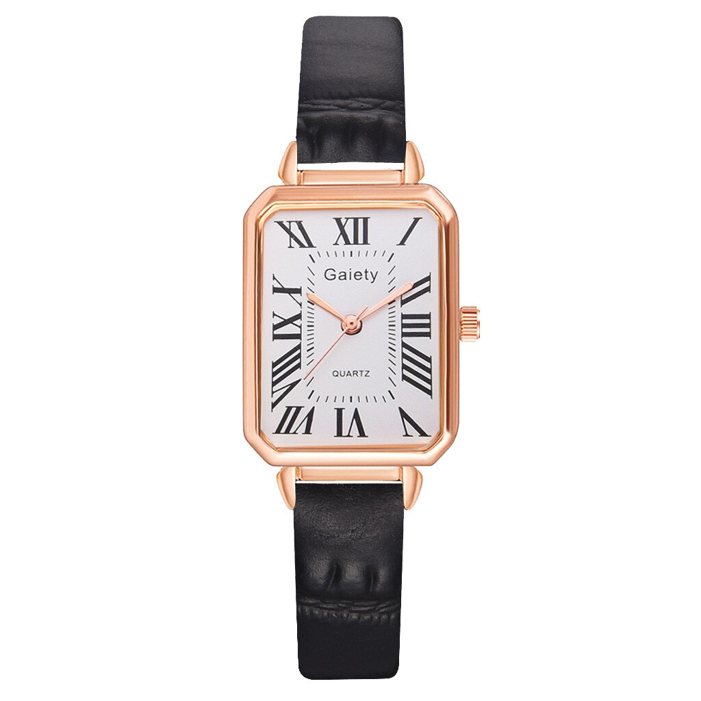 Relojes Para Mujer Reloj Mujer Marcas Famosas De Lujo Relojes De Cuarzo Para Mujer Mujer Correa de bambú coreana para mujer, Reloj de pulsera de cuarzo con números romanos cuadrados, conjunto de: 4