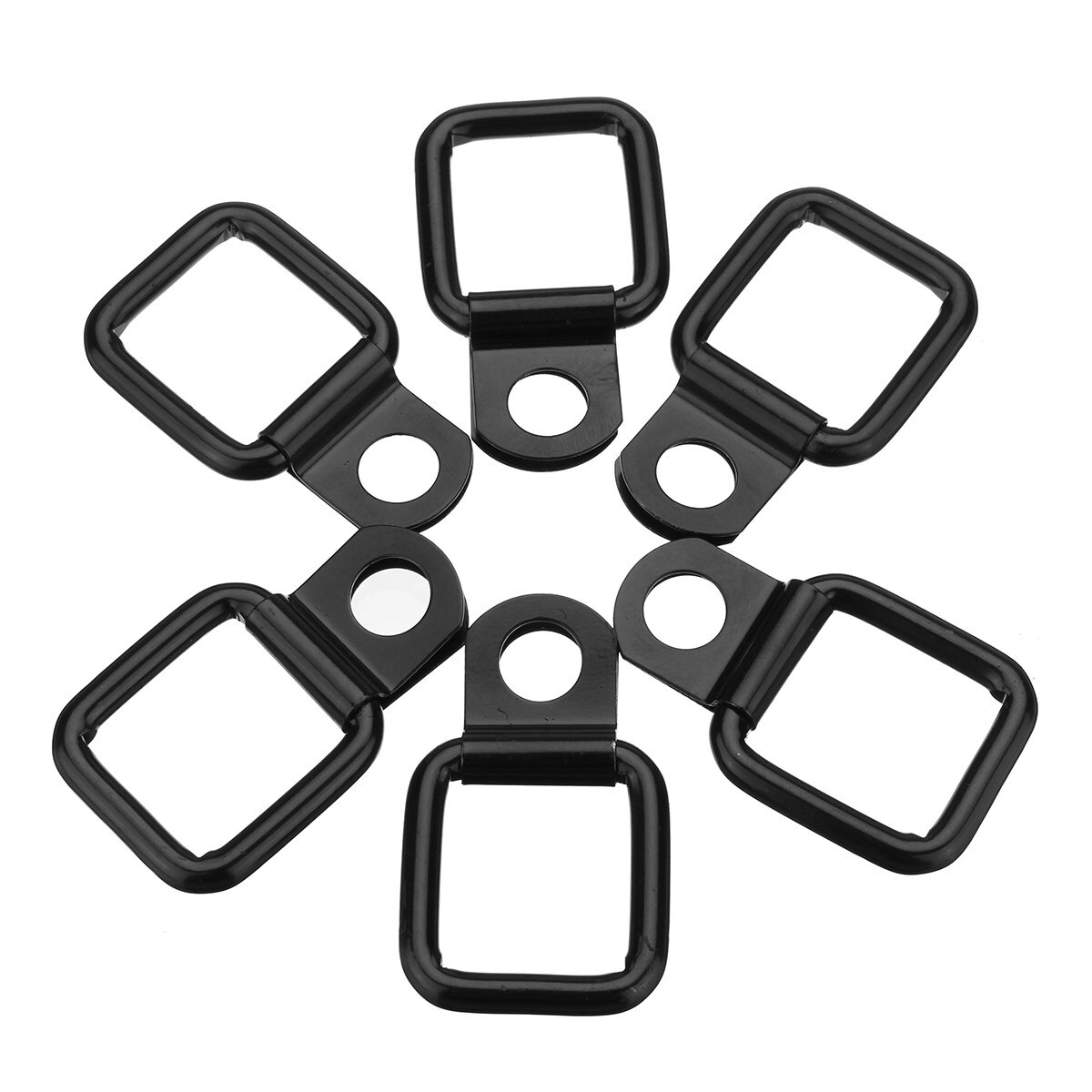 6Pcs/set Black Tie-down D-rings Cargo For Jeep-Wrangler Trunk & Cargo Net Cover Metal with black Anti-rust coating