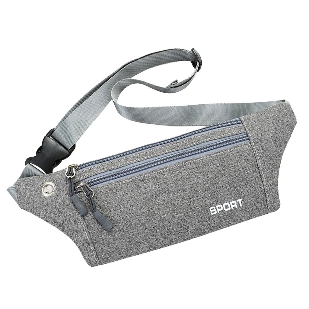 Sport Wasit Bag Men Women Fanny Pack Couple Canvas Waterproof Versaile Mult-function Belt Bag Bolso Cintura: Gray