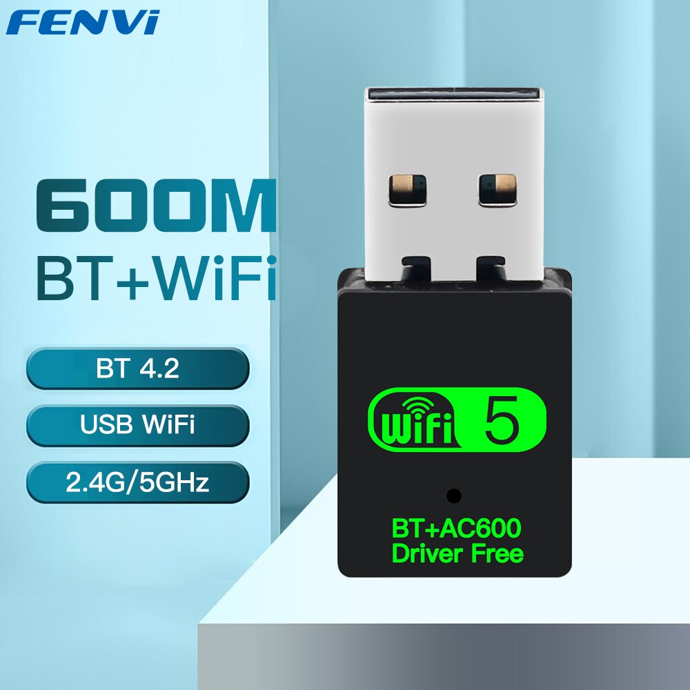 FENVI 600Mbps USB WiFi Bluetooth Adapter 2 in1 Dongle Dual Band 2.4G 5GHz USB wi-fi 5 Network Wireless Wlan ricevitore DRIVER gratuito