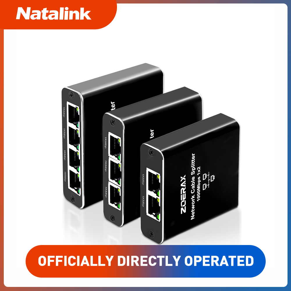 Natalink RJ45 Splitter 1 to 2/3/4 Ethernet Adapter Internet Network Cable Extender RJ45 Coupler for PC Laptop TV Box Router