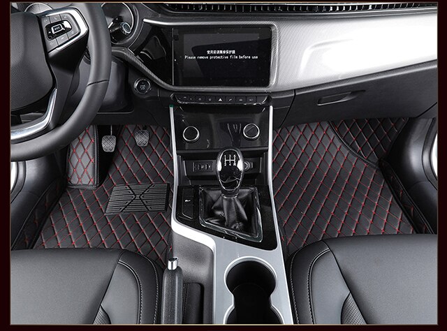 Flash Mat Lederen Auto Vloer Mat Voor Mitsubishi Alle Modellen Outlander Pajero Grandis Asx Pajero Sport Lancer Galant Lancer- ex Voet: 2 Piece black red