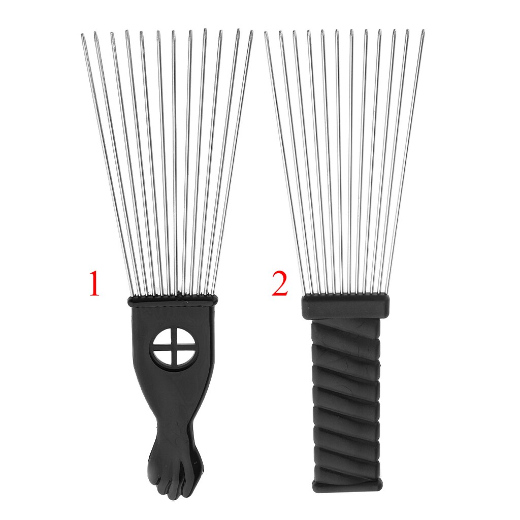 Metal Afro Comb Stainless Steel Hair Styling Comb Hairdressing Brush Barbers Black Fist Pick Comb Hairdressing Tool
