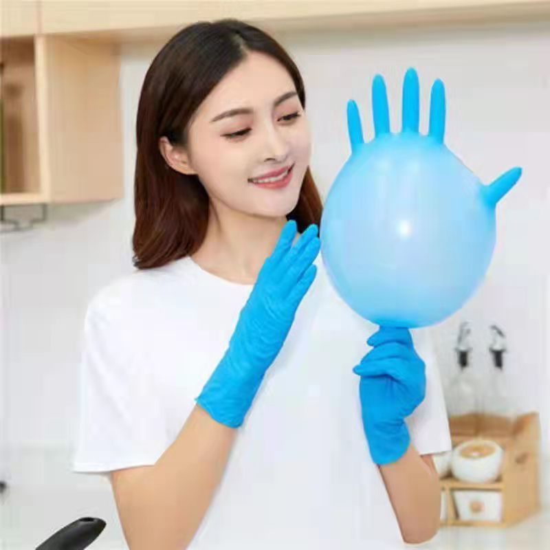 Gants jetables en Nitrile rose bleu, 100 pièces, protection anti-allergie, pour les mains, pour le travail, la cuisine, la vaisselle, mécanicien