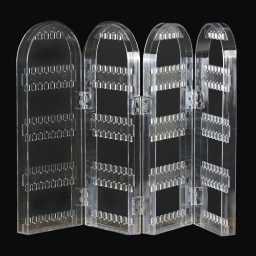 Women Jewelry Organizer Lady Necklace Stud Earrings Holder Hole Showcase Jewelry Display Rack Organizer porta joia joyeros: 4 Fans Transparent