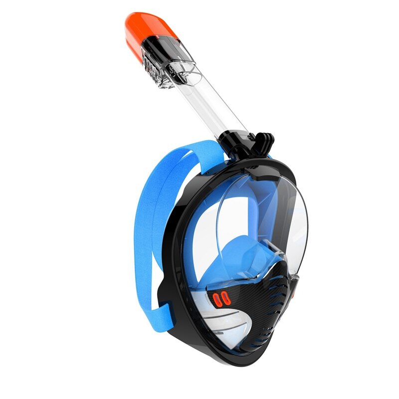 Full Face Snorkel Mask Adult Snorkeling Mask with Detachable Camera Mount Swimming Training Diving: Black Blue / S/M