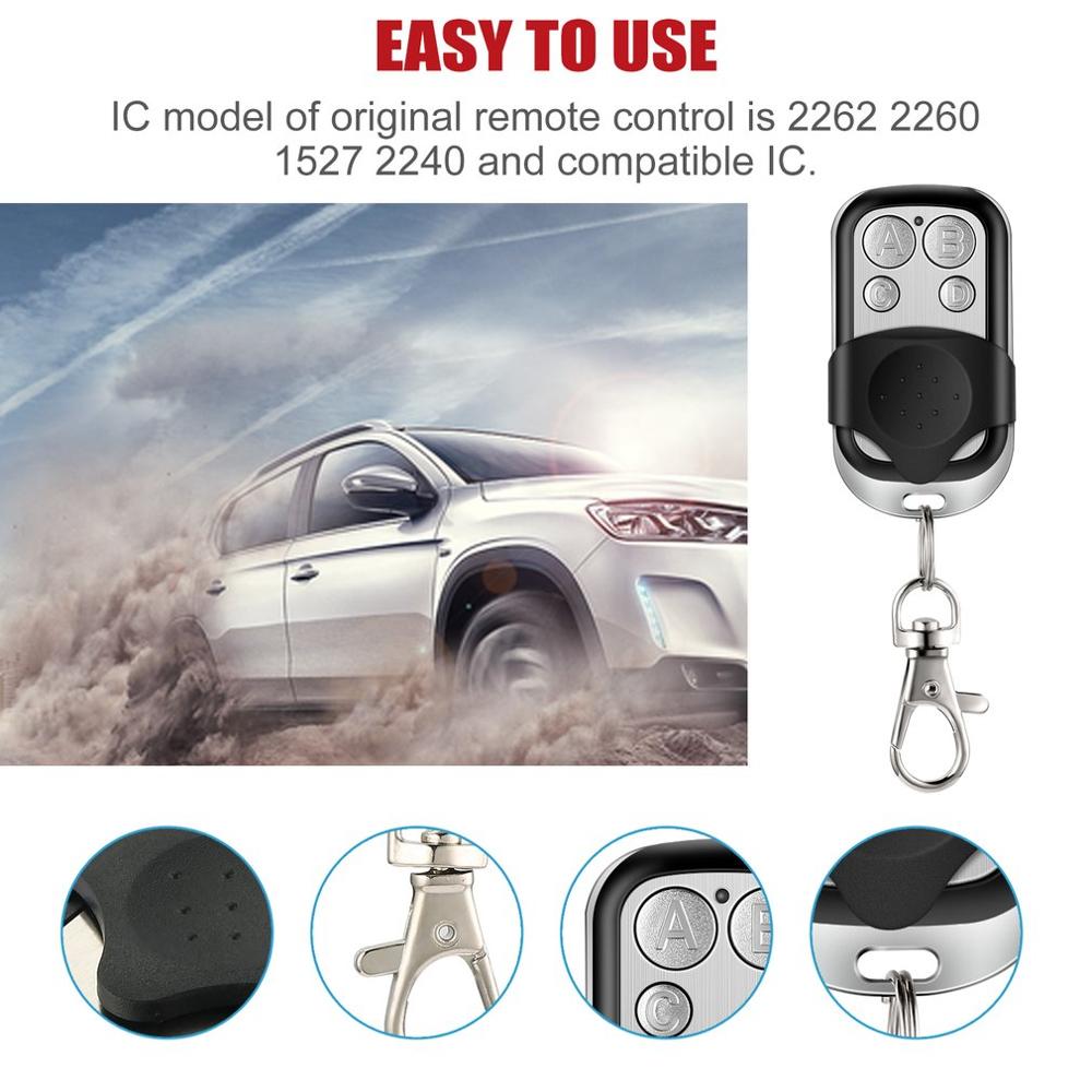 ABCD Wireless RF Remote Control Fob 433 MHz Electric Cloning Universal Gate Garage Door Remote Control Key Fob Controller