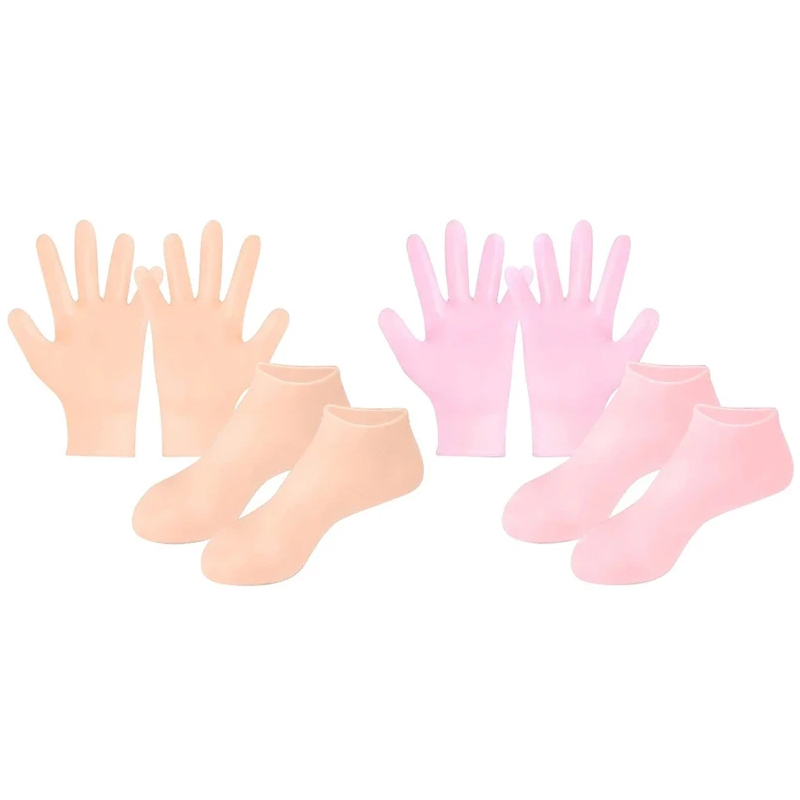 Chaussettes de soin des pieds en silicone, anti-Contation, gel hydratant, blanchissant, exexpansif, SPA, gants, outils, 1 paire, 2 paires: Bleu profond