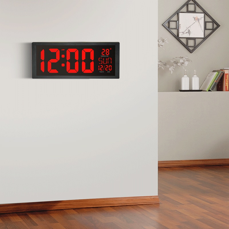 Large Number LED Wall Clock Display Electronic Thermometer Week Decorate Time Memory Clock Digital Clock Home Wall Clocks