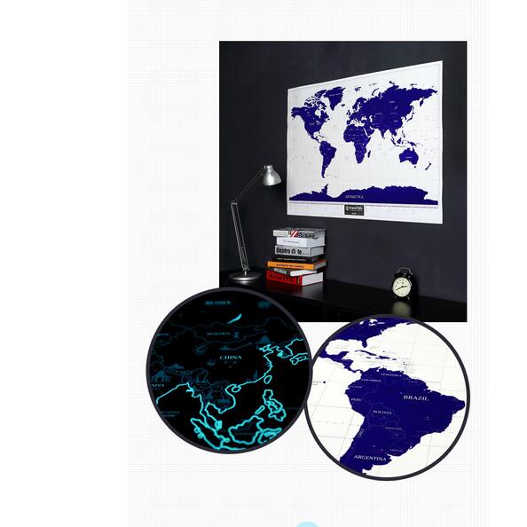 Star Maps nouveauté mondiale voyage gratter carte Fluorescente affiche de carte du monde lueur dans la lumière carte du monde