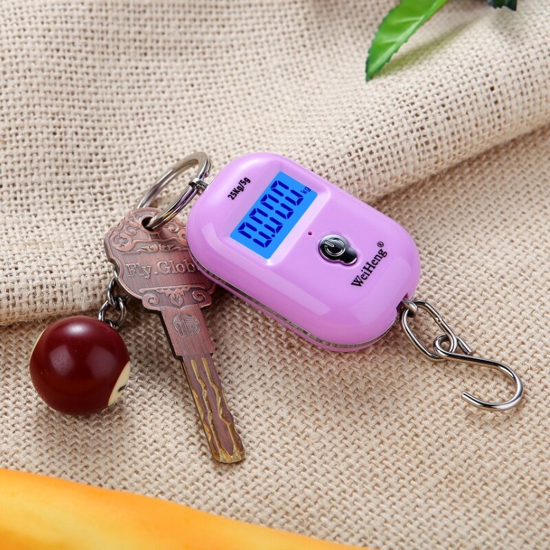 25kg 5g Pocket Digital Scale Portable Mini Electronic Luggage Hook Scale LCD Fish Food Kitchen Hanging Steelyard Weight Balance