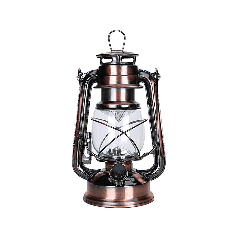 Retro oljelampa tält camping led ljus vintage stil fotogenlampa bredvid ljus för bar kafé led lampor batteriljus: Brons