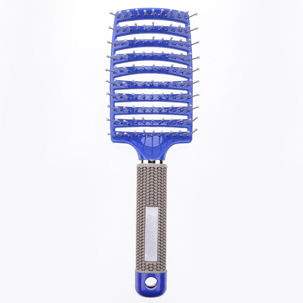 Girls Hair Scalp Massage Comb Hairbrush Bristle Nylon Women Wet Curly Detangle Hair Brush for Salon Hairdressing Styling Tools: Brown