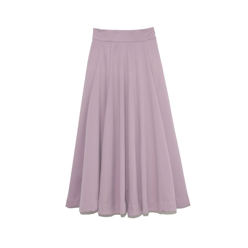 Kuzuwata-ropa de estilo japonés para mujer, nuevos diseños, colores de caramelo dulce, Faldas sólidas, pliegues del imperio, Faldas de corte a para mujer: Purple / M