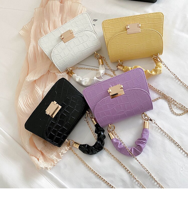 Mode Vrouwelijke Schoudertas Effen Kleur Handtas Messenger Bag Voor Vrouwen Wit/Geel/Zwart/Paars