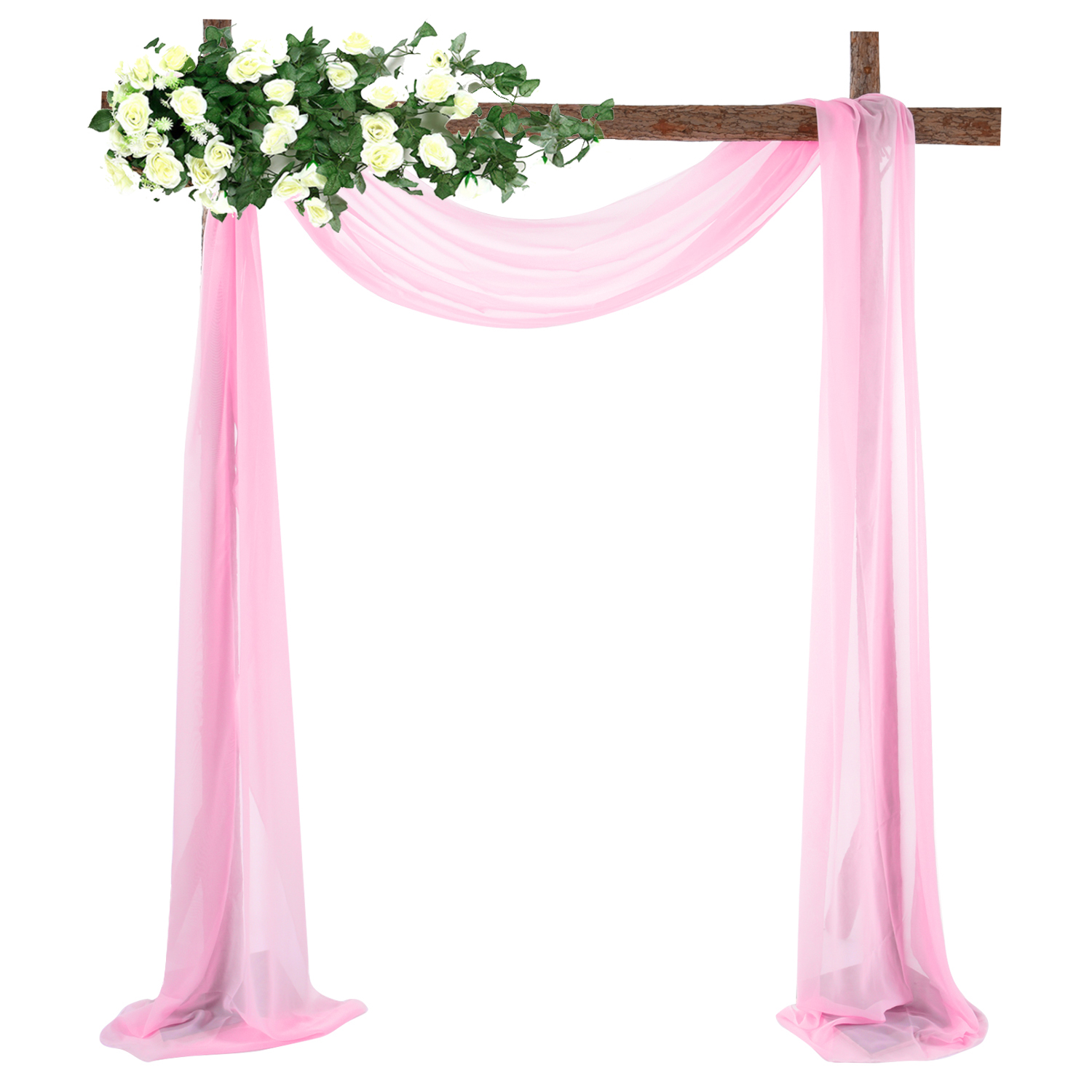 Tela drapeada para arco de boda, tela de gasa, cortinas, decoraciones de boda para ceremonia, arco, , Fondo de techo: Pink 1pcs