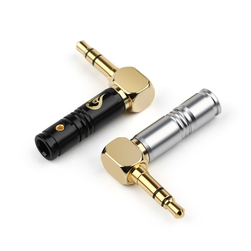 Jack 3.5Mm Koptelefoon Plug 90 Graden Haakse 3 Polen Vergulde Audio Hifi Hoofdtelefoon 4.0Mm Draad Gat solderen Lijn Connector