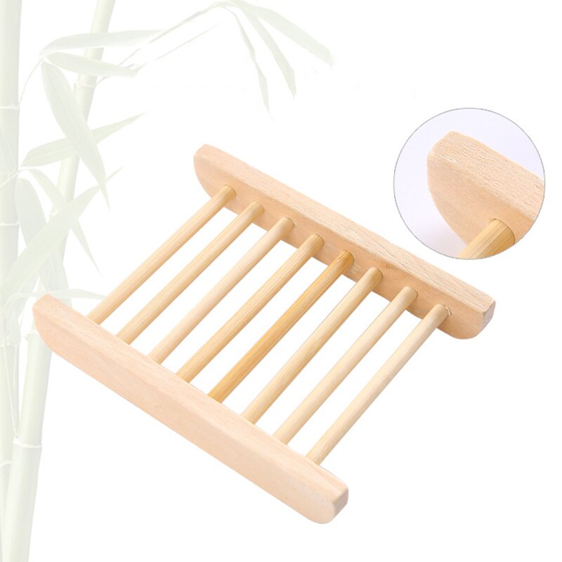 Bärbar naturlig bambu tvålkopp i trä duschlåda hållare behållare ställning förvaringslåda badrum dränera tvål skålar