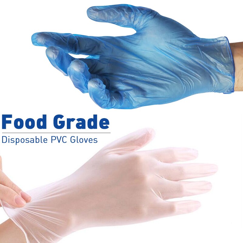 Azul guantes de vinilo desechables 20 piezas transparente Dishwash cocina guantes de látex guantes domésticos guantes desechables PVC