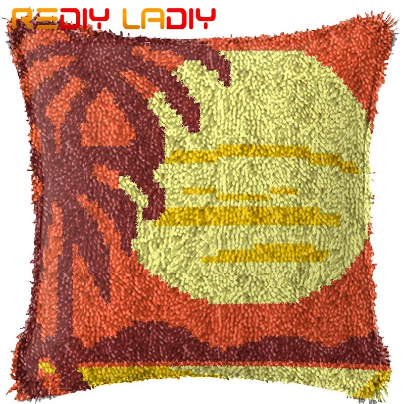 Kits de ganchos de pestillo para hacer tu propio cojín, paisaje de costa, funda de almohada de ganchillo de lona impresa, funda de cojín con gancho de pestillo, Hobby y manualidades: BZ348