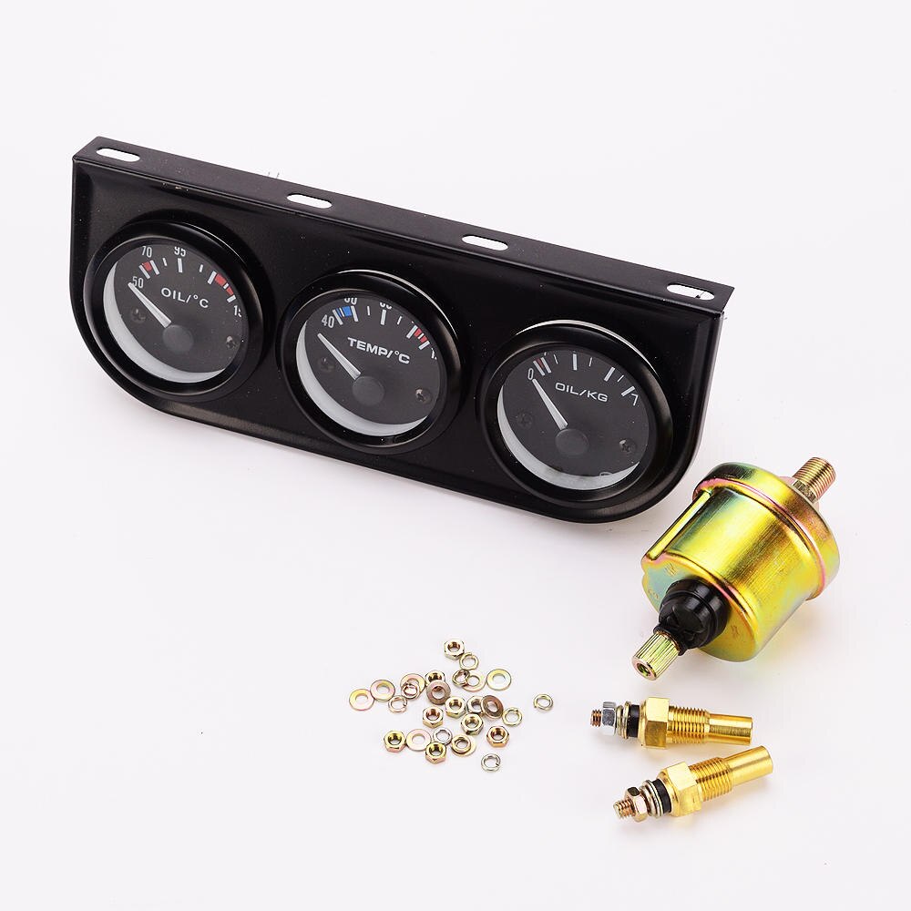 Car Motorcycle 3 in1 Oil Temp Water Temp Oil Pressure Gauge Sensor