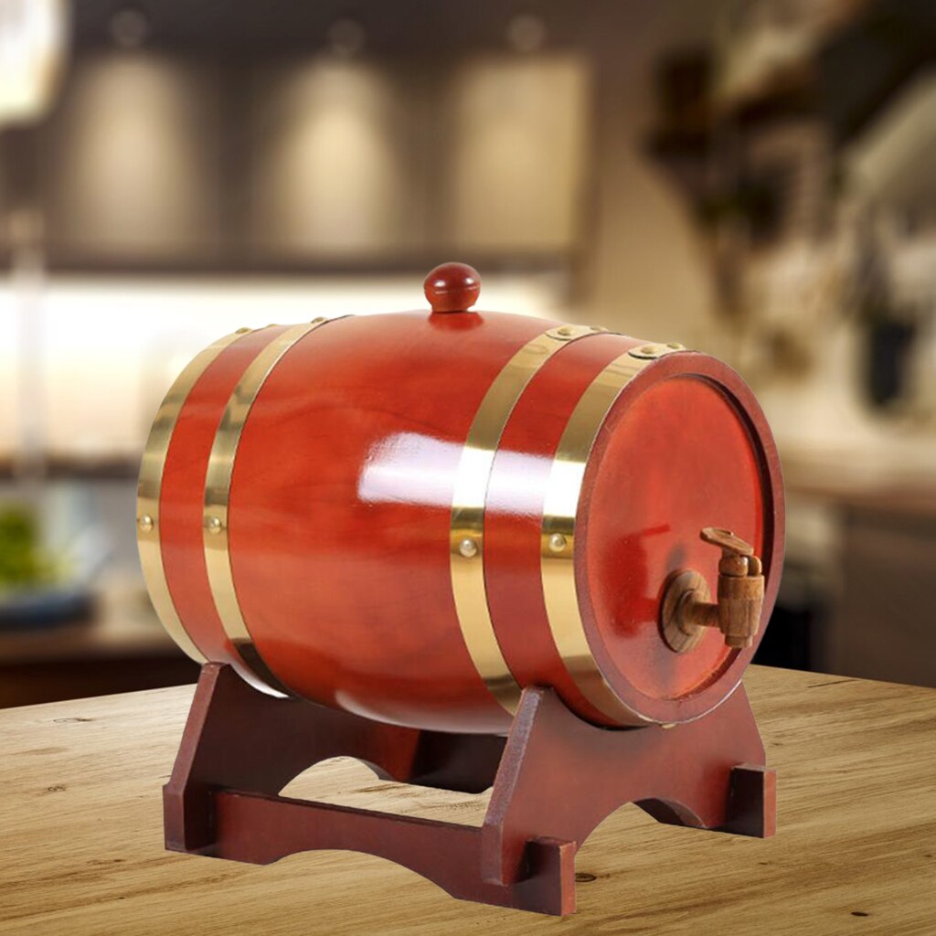 Barile di vino di pino Vintage ▾ premio porta di produzione speciale birra con supporto per vino Whisky casa ristorante: 3L rosso marrone