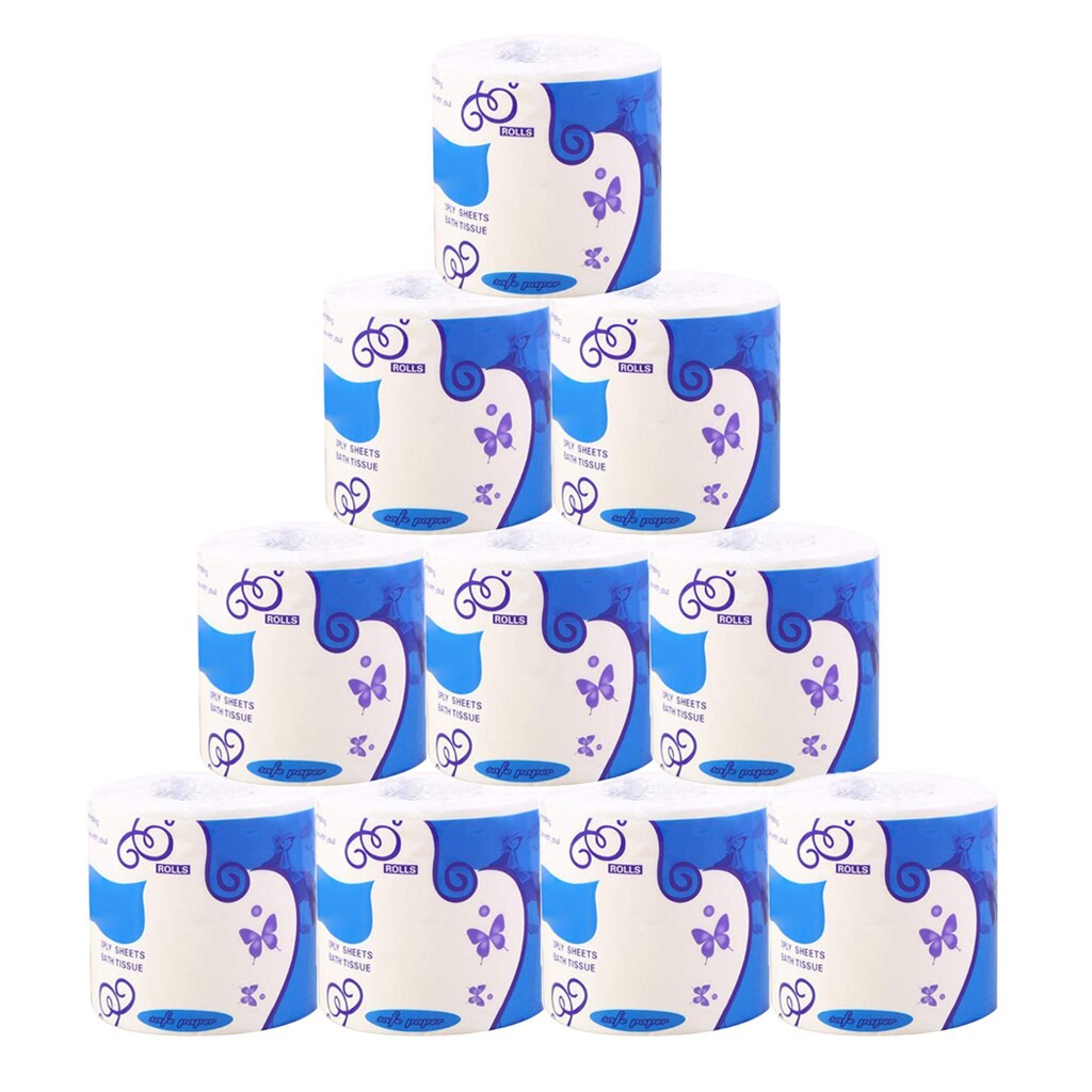 10 Rolls Toilet Paper 3-Layer Bathroom Kitchen Household Living Room Tissue Party Supplies Disposable Practical Toilet Paper