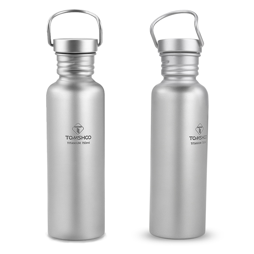 750ml / 600ml TOMSHOO Volle Titan Wasser Flasche Ultraleicht draussen Camping Wandern Radfahren Wasser Flasche mit extra Kunststoff deckel