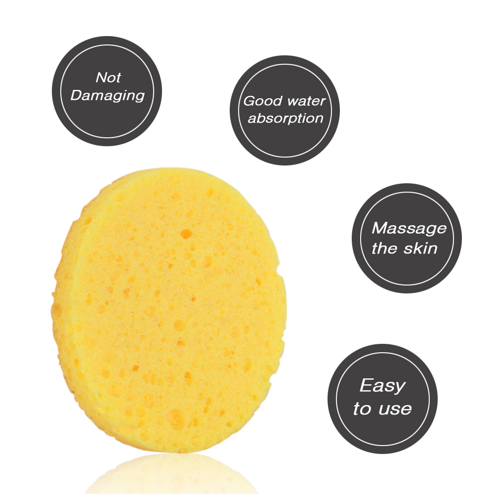 Disposable Cleaning Sponge Soft Natural Wood Pulp Facial Makeup Remover Cotton Compressed Deep Clean Dirt Grease Beauty Tools: 1pc Yellow Sponge