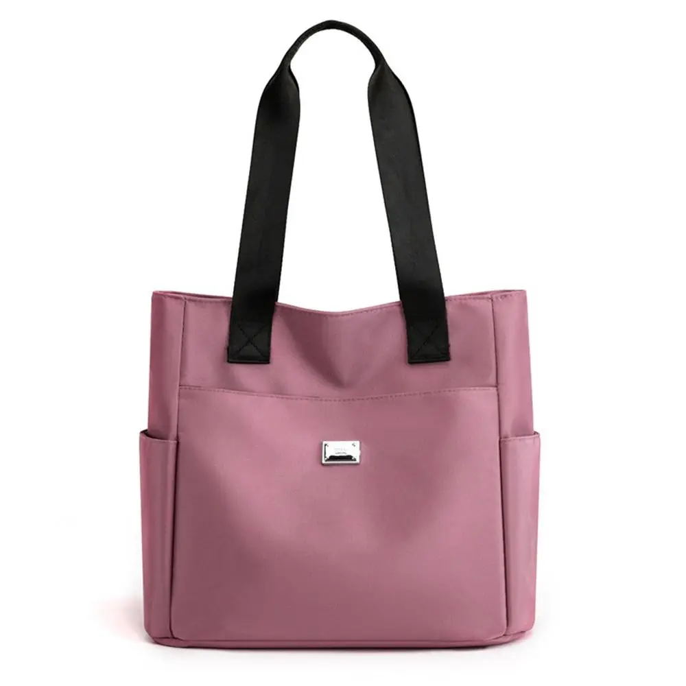 Bolsa tote de mão de grande capacidade, de alta qualidade, leve, à prova d'água, de nylon, bolsa de ombro para trabalho, escola e viagem, bolsa de ombro: Marrom