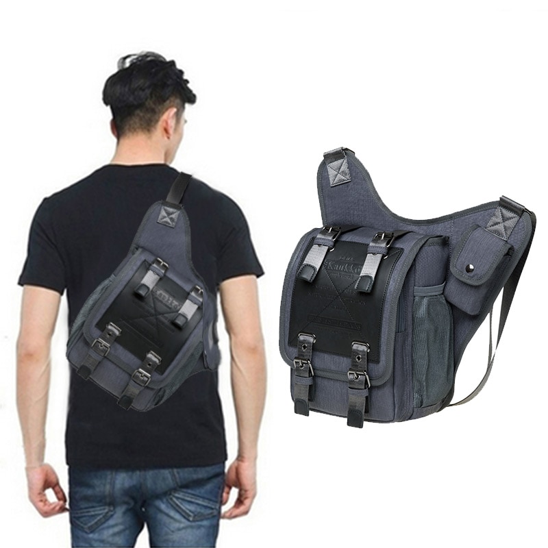 Kaukko Mannen Waterdichte Canvas Borst Sling Bag Reizen Wandelen Cross Body Messenger Schouder Effen Mannen Tas