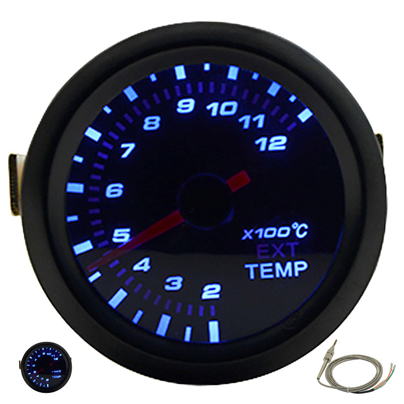 52mm boost/vakuum/vattentemp/oljetemp/oljepress/spänning/varvräknare/luftbränsleförhållande/egtmätare analog blå led + 52mm gauge pods: Avgastemperatur
