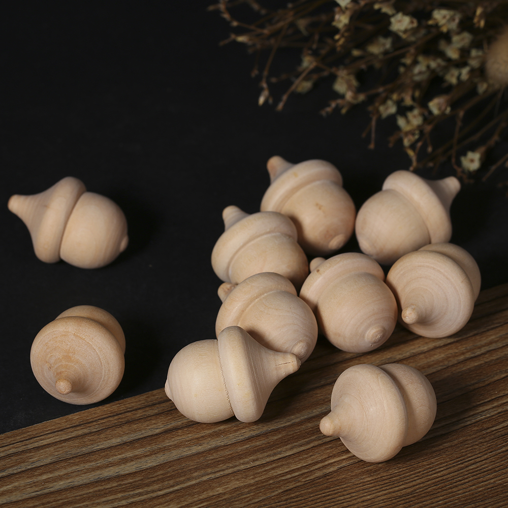 10Pcs Acorn Vorm Natuur Houten Peg Poppen Unfinished Verf Vlek Diy Ambachten Thuis Plank Party Decor Diy Kinderen Speelgoed