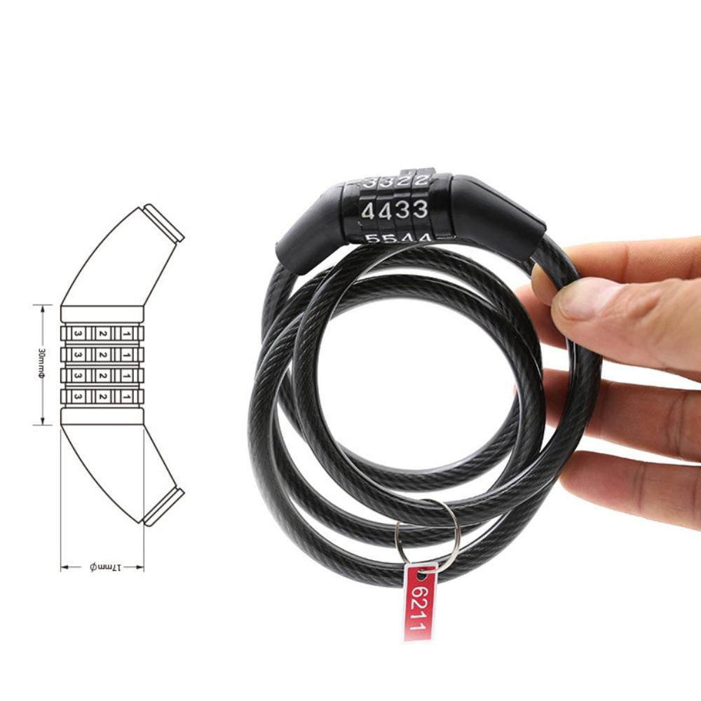 4-Digit Password Bike Combination Lock Bike Cable Lock Tough Security Coded Steel Wiring Bicycle Safety Lock