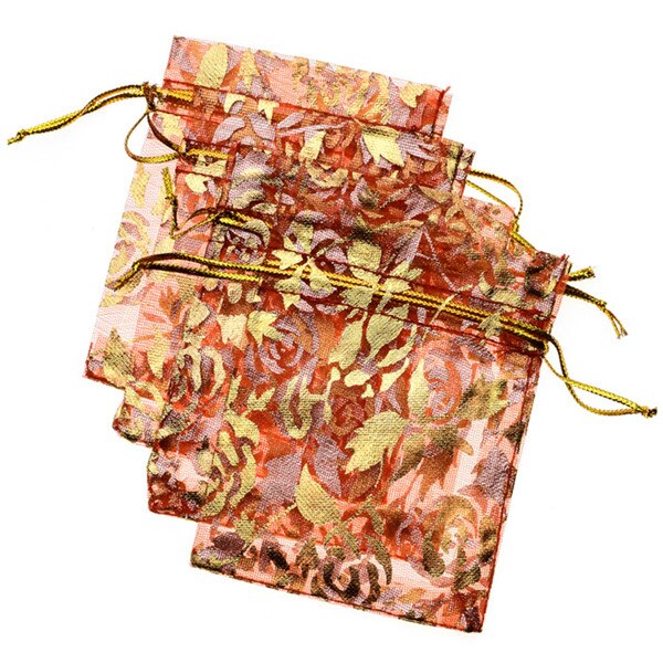 50 sztuk/partia wysokiej jakości wykwintne Rose Flower Organza torby ładne torby do pakowania biżuterii ślubne torby na prezenty świąteczne: B / 7X9
