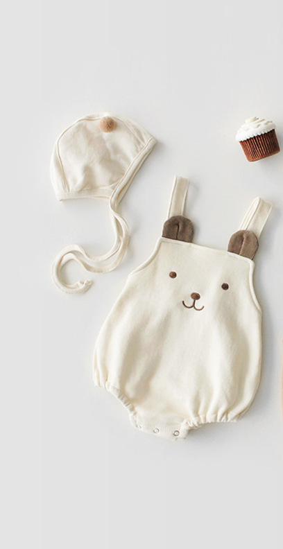Baby Bodysuits Leuke Beer Mouwloze Riem Katoen Hoed-Jas + Hoed Voor Zuigelingen Jonge Kinderen Baby Meisje Kleding: beige / 3T