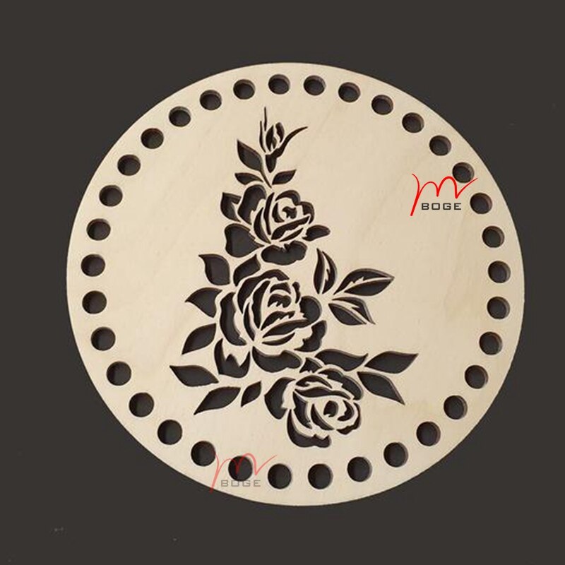 20 pièces rose forme ronde en bois avec trous base en bois fait maison Crochet panier fond en bois pour tricoter