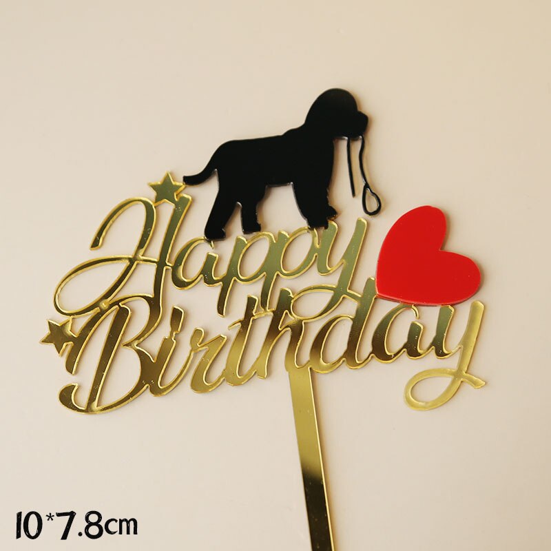 Akrylowa dekoracja na tort urodzinowy Topper pies rasy Husky flagi korona gwiazdy dekoracja piękny kreskówka szczeniak dla dziecka Kid Party ciasta prezenty: 2 Acrylic