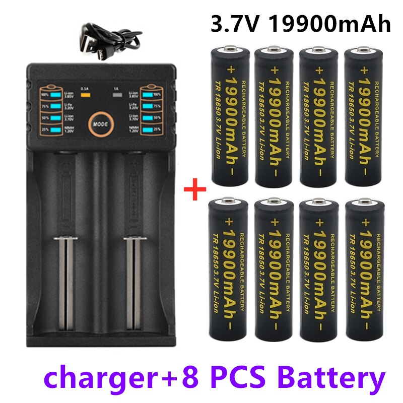 100% 18650 battery 3.7V 19900mAh rechargeable liion battery for Led flashlight battery 18650 battery +USB charger: Green