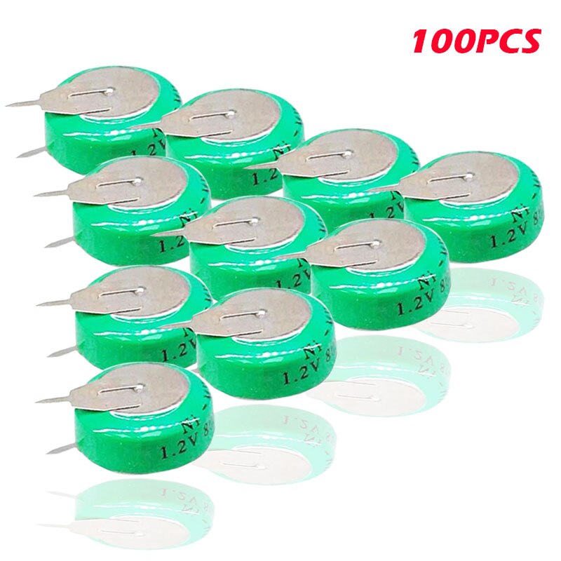 1.2V 80mAh nickel-metal hydride Ni-MH Ni MH Rechargeable Batteries With Solder foot For Toy watch timer clock Button Cell