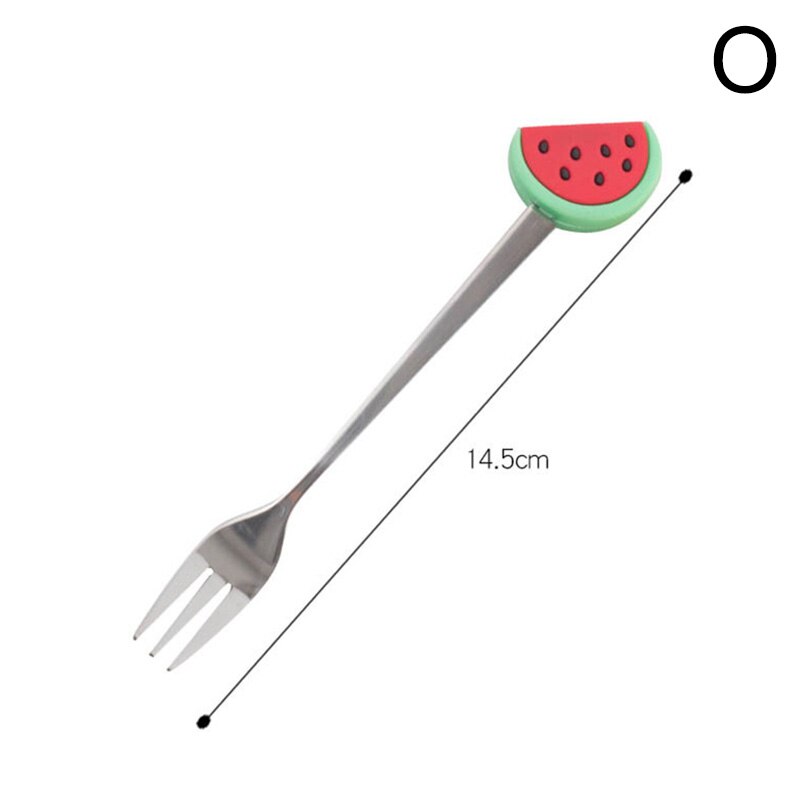 Spoons Fork Stainless Steel Coffee Stirring Spoon Fruit Dessert Fork Fruit Shaped Kitchen Tool Teaspoon Tableware: O